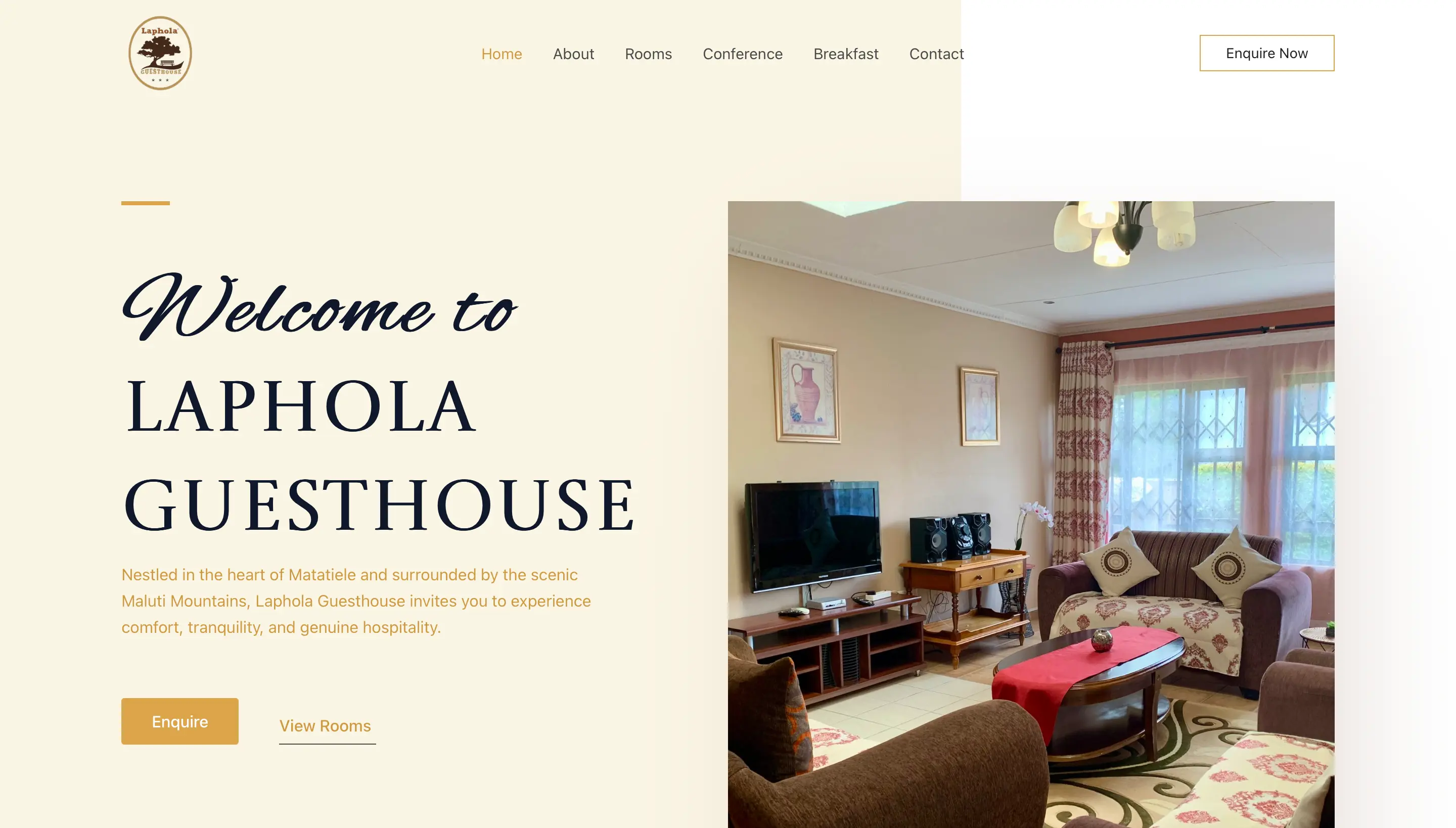 Laphola Guesthouse Website Screenshot